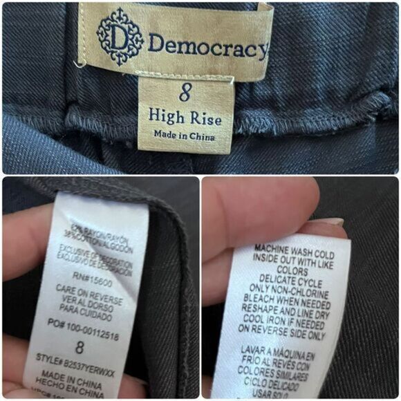 Democracy Gray High Rise Tie Waist Ankle Cuffed 24.5 Inch Inseam Pant Size 8 - Picture 11 of 12